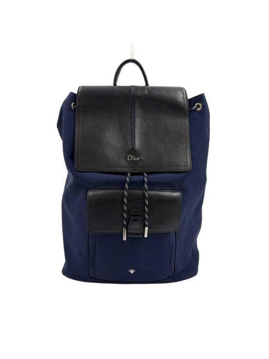Dior Homme Be Motion Leather Nylon Navy Black Backpack Silver